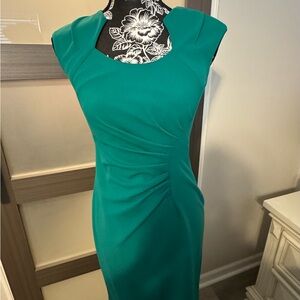Calvin Klein Green Ruched Sheath Midi Dress